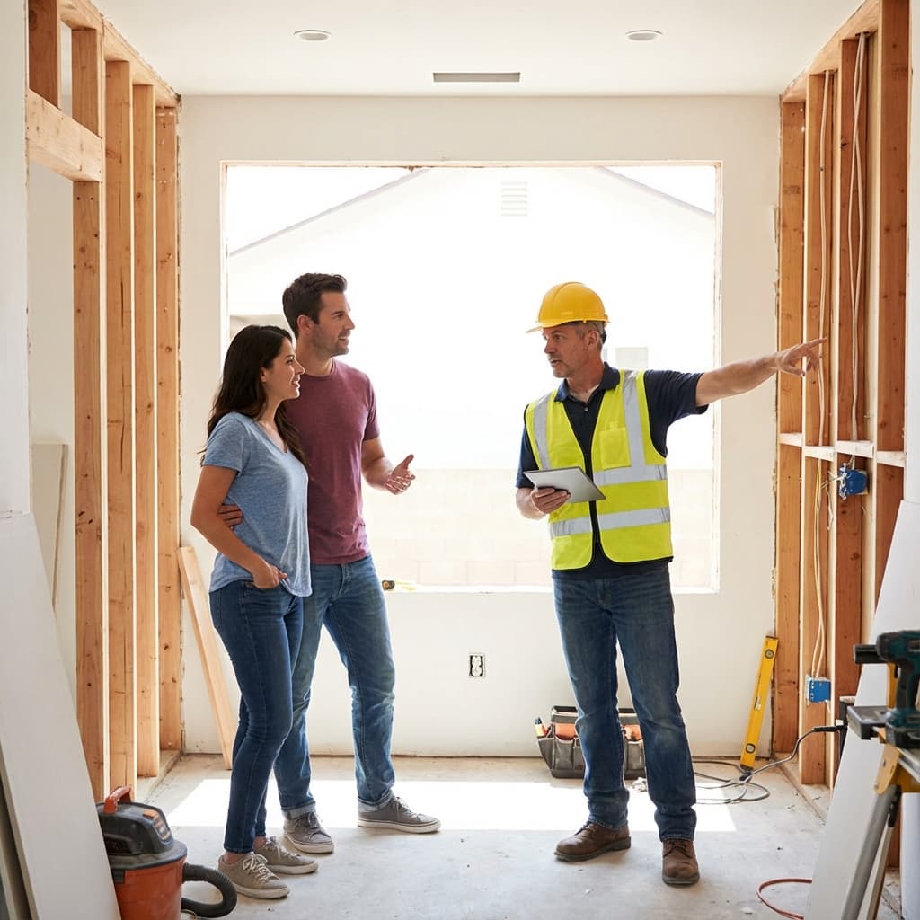 Reunión de obra con clientes